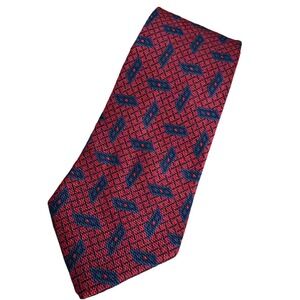 Ermenegildo Zegna Geo Red Blue Geometric Luxury Necktie Made Italy Tie